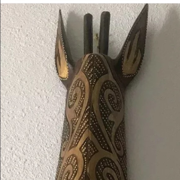 40” Tall Wood Wall Mask Giraffe Deco Safari Sculpture - Picture 5 of 5